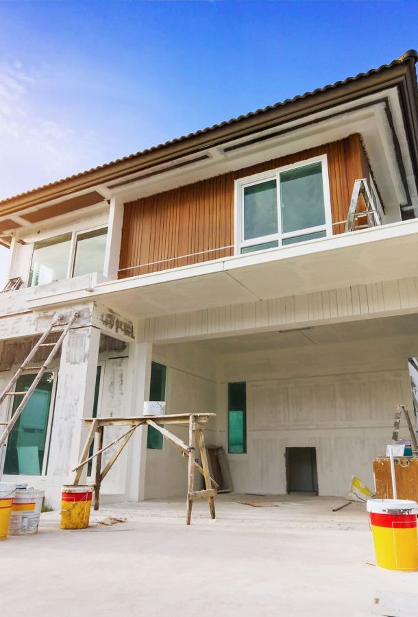 Exterior view of new house under construction