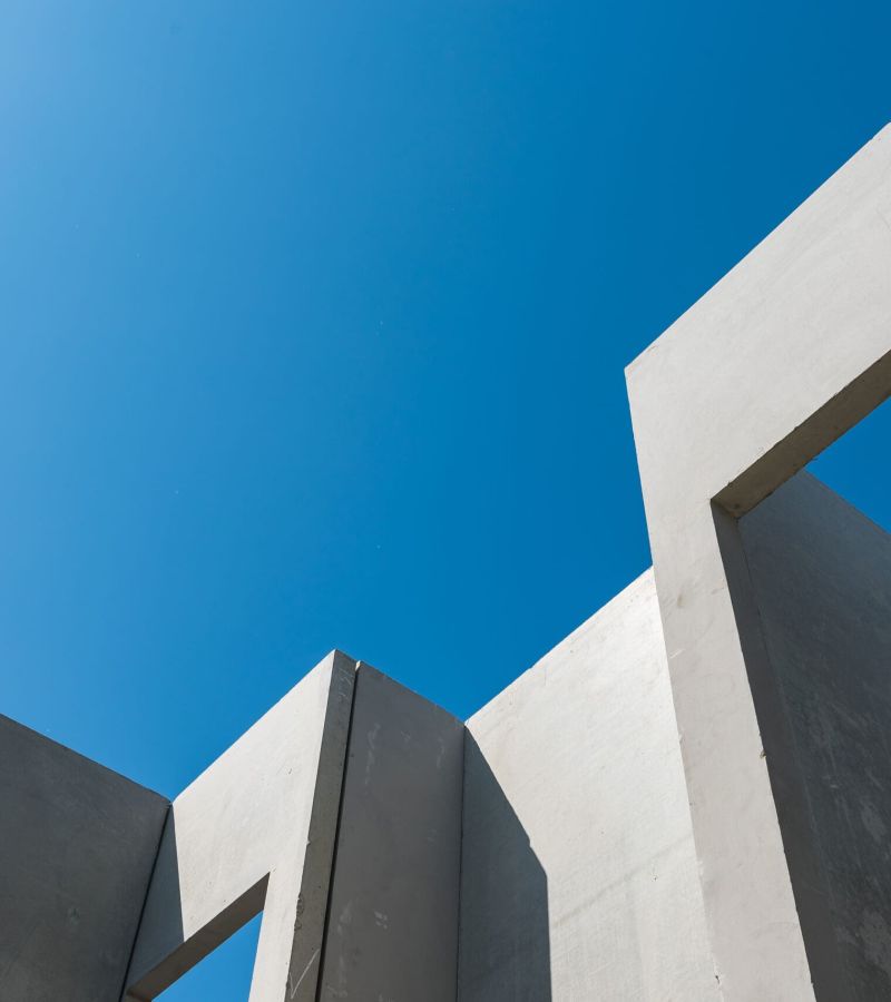 construction site with concret precast wall, void and solid