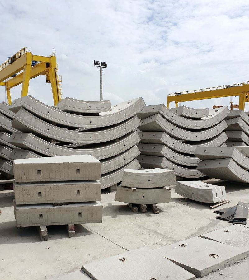 Precast concrete plant with blue sky in the construction site