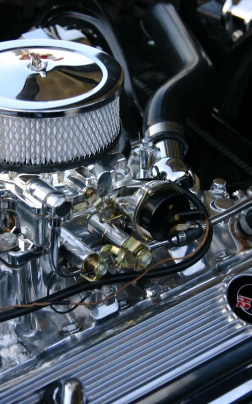 Large block engine with chrome plated parts